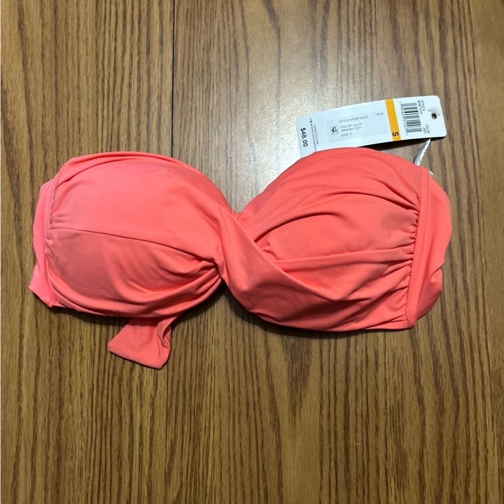 NWT Anne Cole Live in Color Twist Bandeau Bikini Top Juicy Women's Size Small